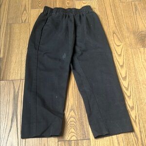 Black Casual Straight-Leg Pants with Elastic Waist